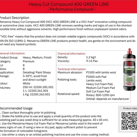 Menzerna HCC400 Green Line แบบแบ่งขาย(น้ำยาขัดหยาบ) thumbnail 7