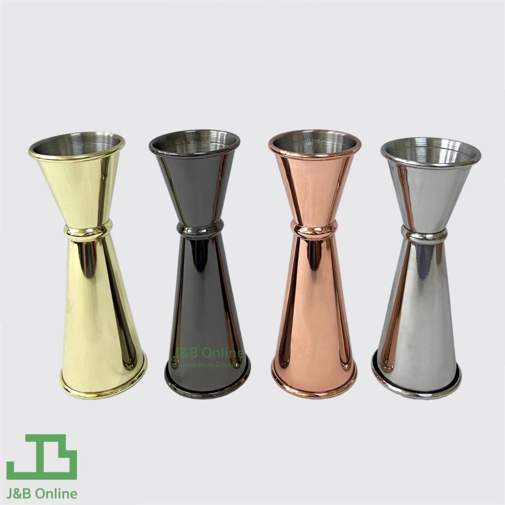 Jigger จิ๊กเกอร์สแตนเลส ถ้วยตวงสเเตนเลส ขนาด 30/60 มล. อย่างดี มี 4 สี ให้เลือก Cocktail Bar Jigger อุปกรณ์บาร์