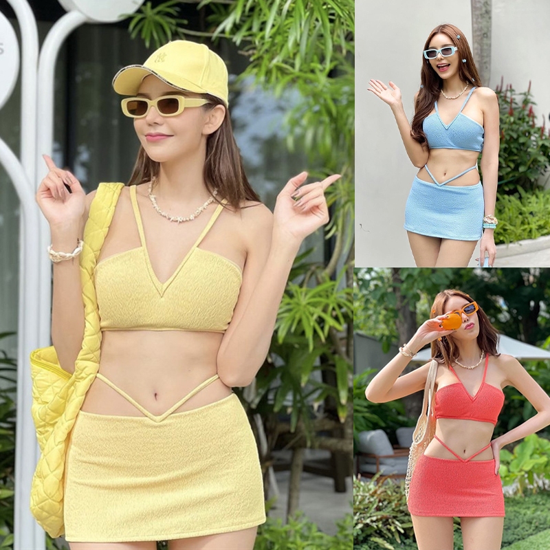 swim girlชุดว่ายน้ำหญิง bikini 3ชิ้น สไตล์เซ็กซี่ รุ่นใหม่ พร้อมส่ง#0280