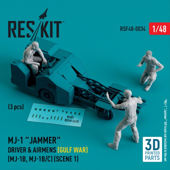 RSF48-0034  MJ-1 "Jammer" Driver & airmens (Gulf War) (MJ-1B, MJ-1B/C) (scene 1) (3 pcs) (3D Printed