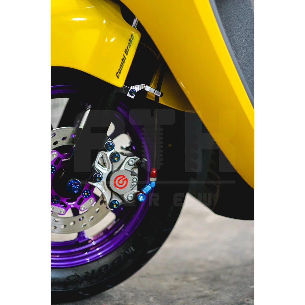 ตัวล็อคสายเบรคหน้าสำหรับสายเบรคแต่ง Honda Giorno สีเลส thumbnail 4