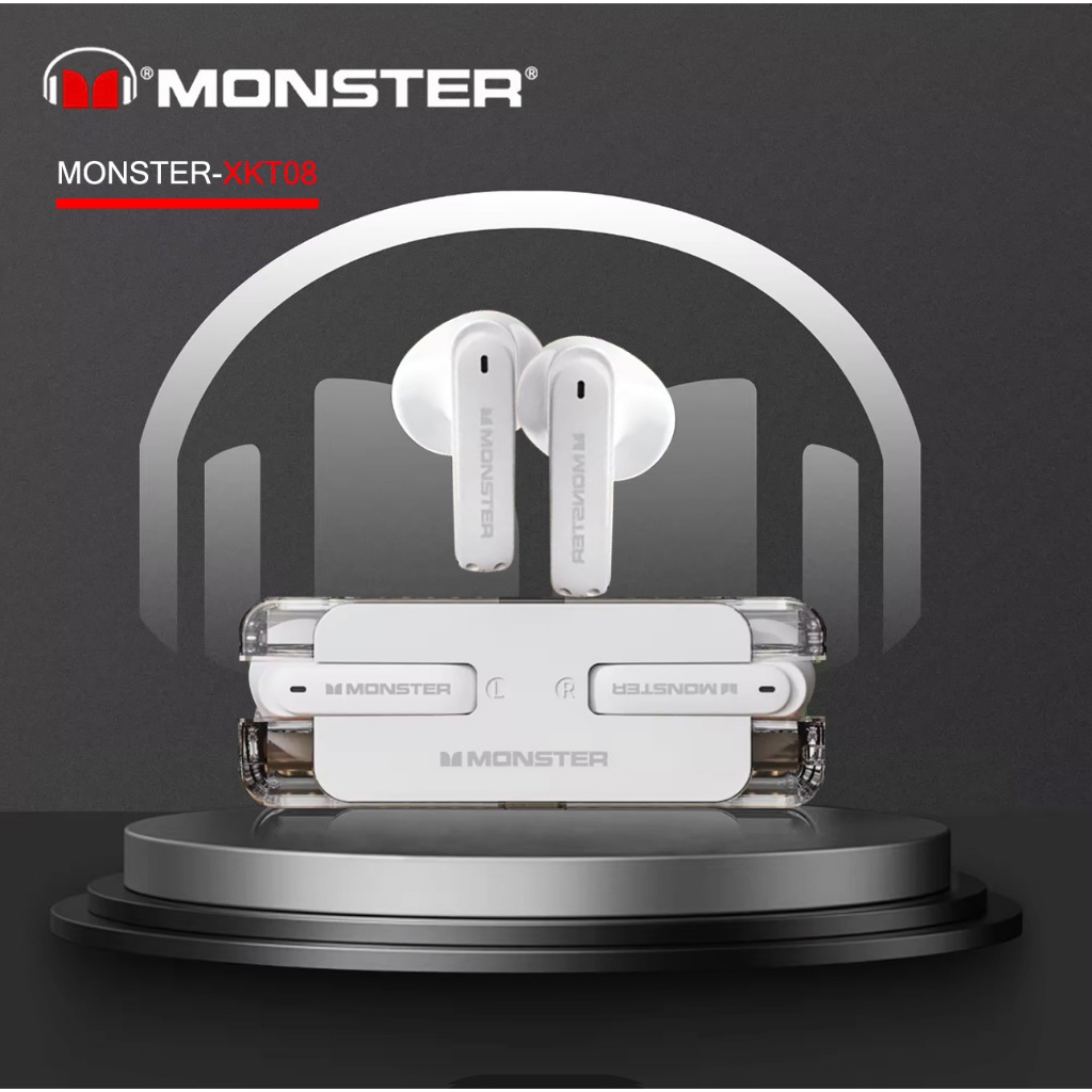 MonsterTWS XKT08 หูฟังบลูทูธไร้สาย BT5.3 Noise Cancelling  หน้าตาสุดคลาสสิค พกพาสะดวกต่อการใช้งาน สินค้ามีการรับประกัน