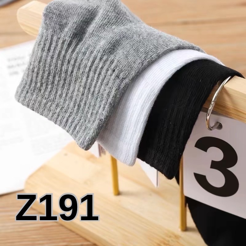 New //แบบ 12คู่// ถุงเท้าข้อกลางสีพื้นระบายอากาศได้ดีเนื้อผ้านิ่มใส่สบาย รุ่น Z191