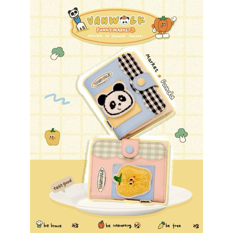กระเป๋าสตางค์ใบสั้น Vanwalk fun market🐼แท้💯ใหม่!!| Vanwalk wallet
