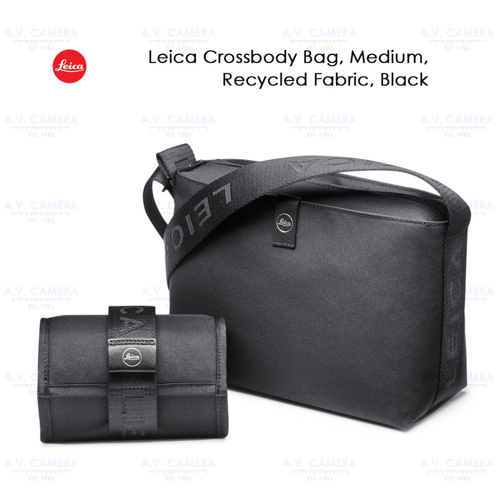 Leica Crossbody Bag, Medium, Recycled Fabric, Black