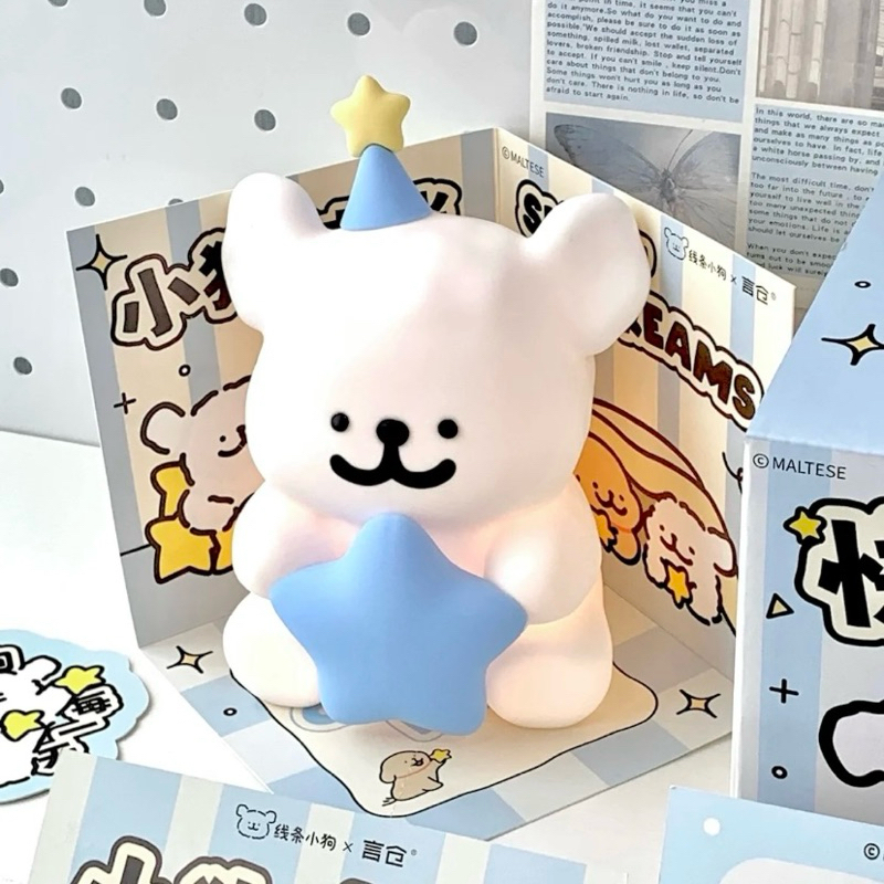 พรีออเดอร์ โคมไฟตั้งโต๊ะ Happy Puppy Maltese โคมไฟน้องหมามอลทีส ดวงดาว 1200mAH ลิขสิทธิ์แท้ %