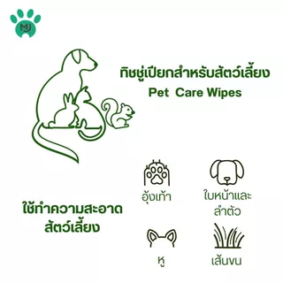 MJ Pet Care Wipes 100 แผ่นใหญ่ ทิชชู่เปียก หมา,แมว ทิชชู่เปียกสัตว์เลี้ยง Pet Wipes