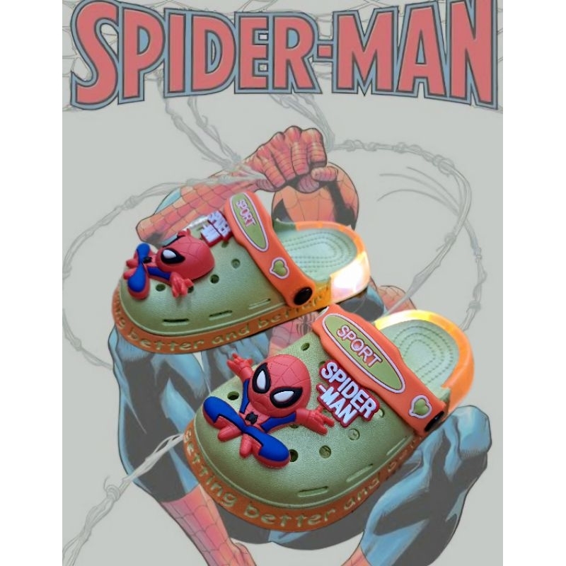 รองเท้าแตะเด็กมีไฟ Spiderman พื้นนิ่ม2-5ปี(พร้อมส่ง)