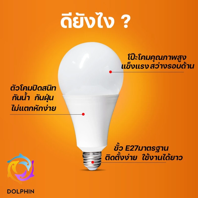 รับประกัน 2ปี หลอดไฟ LED Bulb ใช้ไฟฟ้า220V ขั้วหลอดไฟ e27  5w 7w 9w 13w 15w 18w 24w แสงขาว แสงวอร์ม thumbnail 3