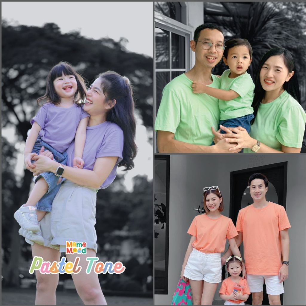 Mama Mood เสื้อยืดครอบครัว เสื้อยืดเด็ก แขนสั้น เสื้อผ้าเด็ก สีพื้น เนื้อนุ่ม ใส่สบาย ไม่ร้อน โทนพาสเทล 02
