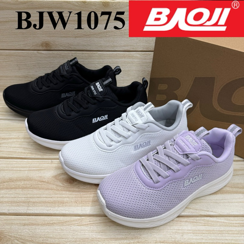 Baoji BJW 1075 รองเท้าผ้าใบ บาโอจิ (37-41) สีดำ/ดำขาว/ขาว/ชมพู ซล