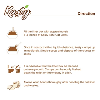 Kasty Tofu Litter ทรายแมวเต้าหู้ สูตร Original ไร้ฝุ่น จับตัวเป็นก้อนเร็ว ทิ้งชักโครกได้ สำหรับแมวทุกวัย
