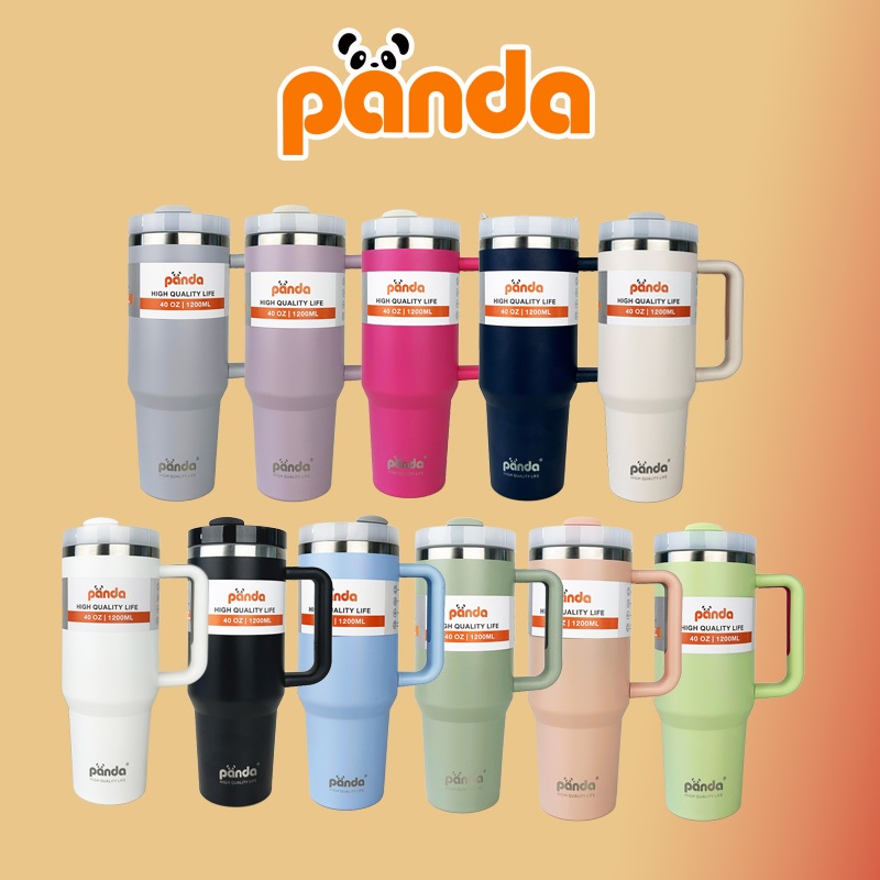 1200ML แก้วเก็บอุณหภูมิ PANDA ขวดน้ํา ขนาด 40OZ ของแท้ แก้วเก็บอุณหภูมิร้อน/เย็น