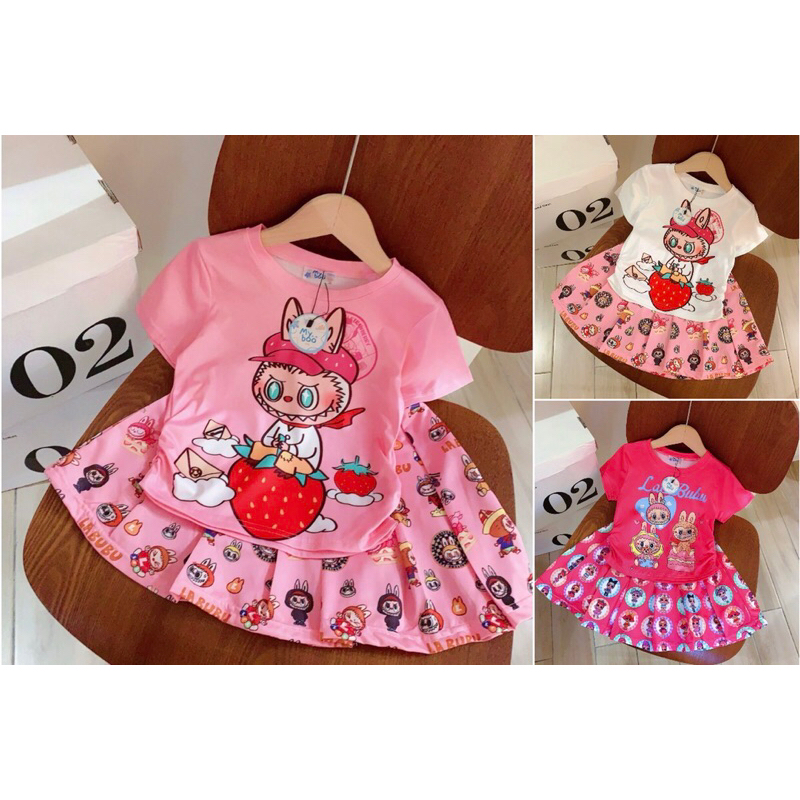 ชุดเด็ก ชุดเซตเสื้อ+กระโปร่ง ลาบูบู้ พร้อมส่งในไทย