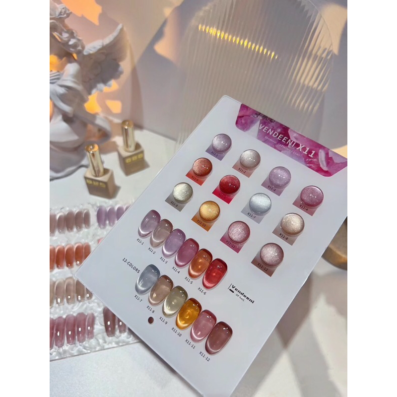 พร้อมส่ง💅🔮  VENDEENI x11 สีเจลลูกแก้ว 12 สี โทนละมุน  เนื้อสีแน่น  ดึงลูกแก้วง่ายมากๆ ค่าา 🔥  น้องมาพร้อมชาร์ตสีค่ะ