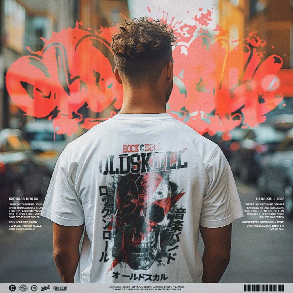 🔥OLDSKULL EXPRESS HDX 53 ( ROCKSKULL / FRONT & BACK PRINTED )🔥
