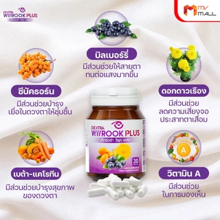 [3 กระปุก] เด็กซ์ตร้า วีรุค พลัส (DEXTRA Wiirook Plus) อาหารเสริมสำหรับดูแลสายตา ช่วยตาล้า ตาแห้ง พร้อมแถม แว่นตากรองแสง