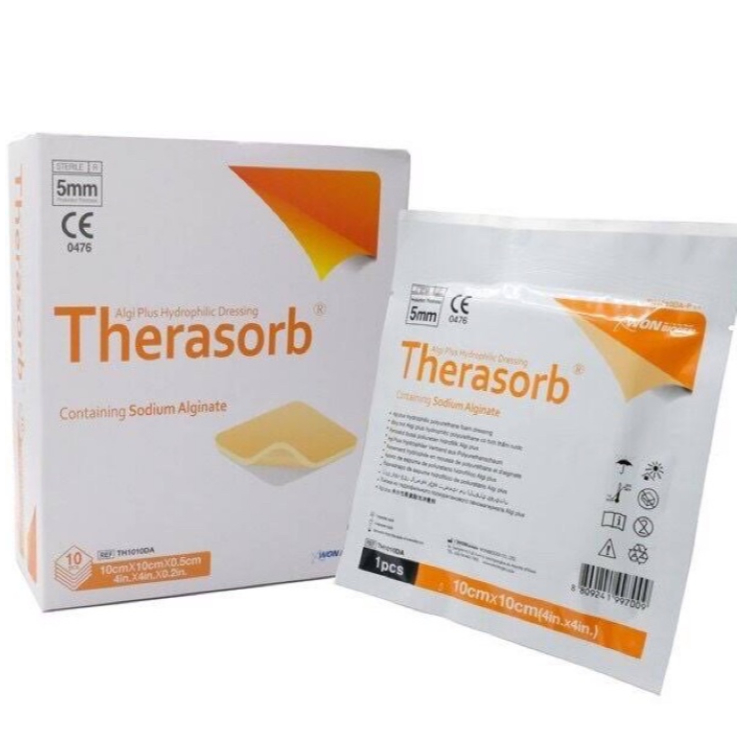 Therasorb 10x10 cm แผ่นปิดแผลกดทับ หนังเทียมปิดแผล แผลกดทับ แผ่นซึมซับของเหลวจากแผล ป้องกันน้ำ เชื้อโรคเข้าแผล 1 แผ่น