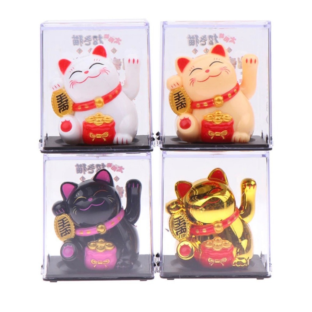 แมวกวักนําโชค กวักความรวย ความโชคดี เรียกความสุข เรียกทรัพย์ เรียกความเจริญ พลังงานแสงอาทิตย์ ขนาดเล็ก สําหรับตกแต่งรถยน - รูปที่ 2