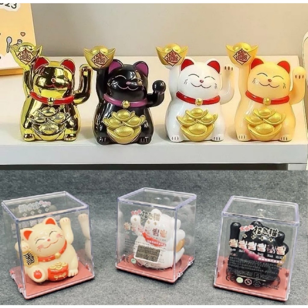 แมวกวักนําโชค กวักความรวย ความโชคดี เรียกความสุข เรียกทรัพย์ เรียกความเจริญ พลังงานแสงอาทิตย์ ขนาดเล็ก สําหรับตกแต่งรถยน