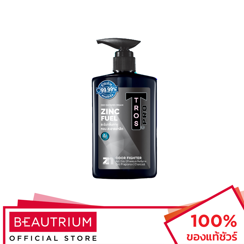 TROS Zinc Fuel Charcoal Deo Shower Cream ผลิตภัณฑ์ทำความสะอาดผิวกาย 450ml