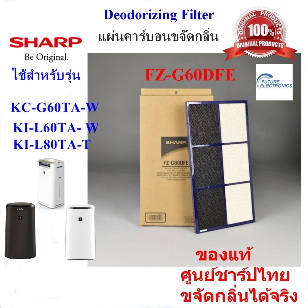 SHARP แผ่นคาร์บอนขจัดกลิ่นDeodorizing Filter รุ่น FZ-G60DFE ใช้รุ่น KC-G60TA-W, KI-L60TA-W ,KI-L80TA-T