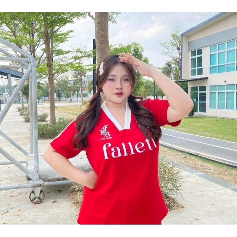 ย.16.ใหม่ เสื้อยืดoversized สาวอวบfallet ผ้าวูฟเวฟ ทรงคอวีแถบแขน
