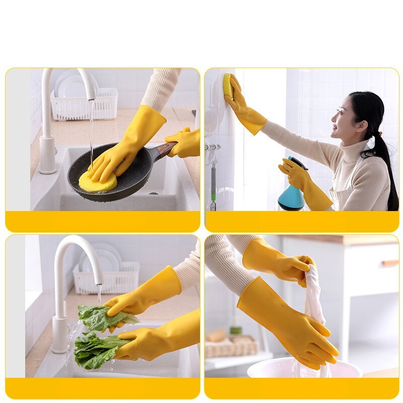 ถุงมือล้างจาน ถุงมือทำความสะอาด ถุงมือยาวยืดหยุ่นกันน้ำ ถุงมือล้างจานทำความสะอาด ถุงมือยาง ถุงมือ ถุงมือปลายจั้ม - รูปที่ 2