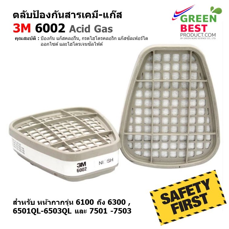 ตลับกรองป้องกันสารเคมี-แก๊ส 3M 6002
