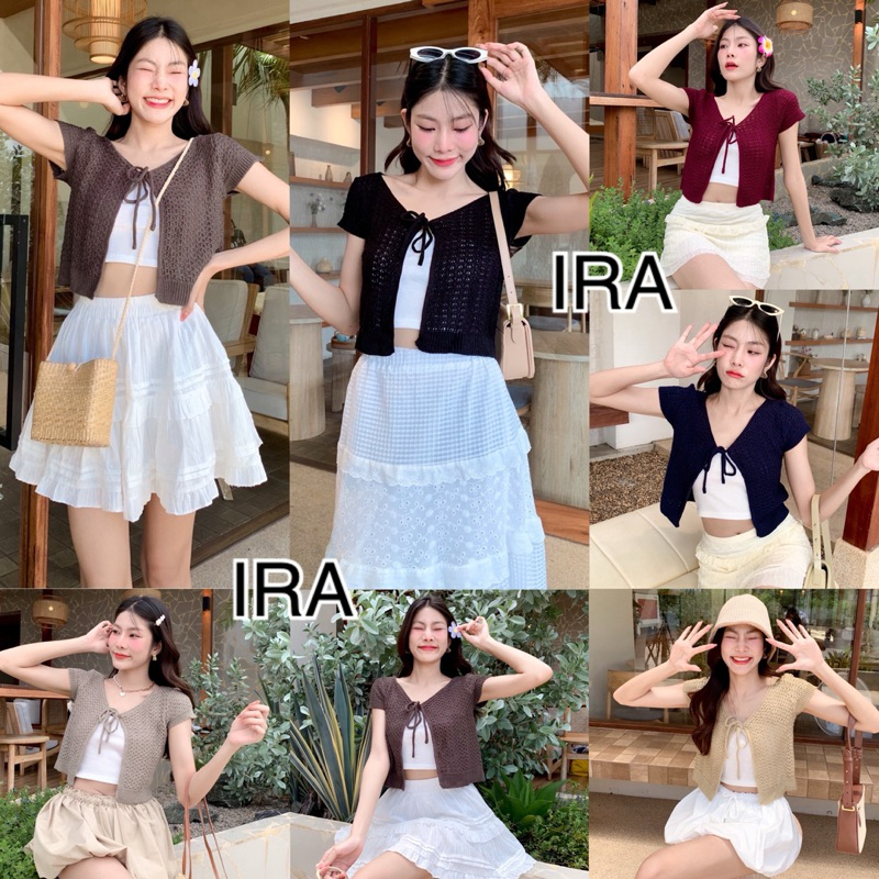 ซื้อ BY IRA 🎀พร้อมส่ง🎀เสื้อครอป แหวกอก น่ารักปนเซ็กซี่ สามารถปรับได้ด้วยการผูกเชือก ผ้าร่องใส่สบาย ไม่อับ ผ้านุ่ม ไม่บาง