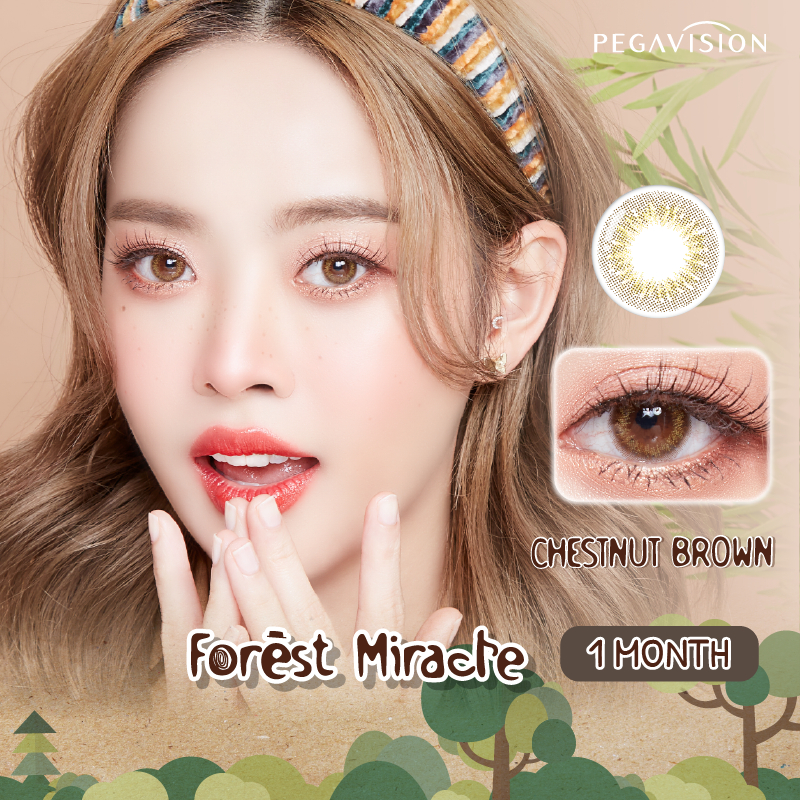 คอนแทคเลนส์สี รายเดือน PEGAVISION รุ่น Forest Miracle สี Chestnut Brown (2 เลนส์/กล่อง)