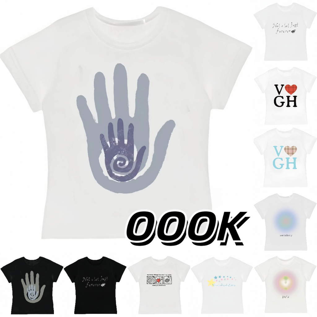 [ส่งจากโรงงาน]ออก24ชั่วโมง OOOK  VGH HAPPY HAND BABY TEE