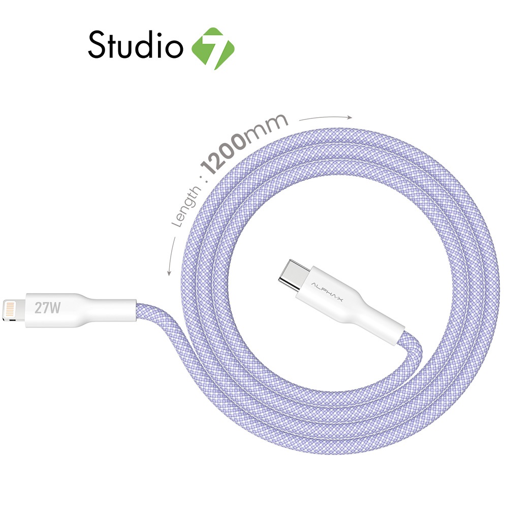 สายชาร์จ ALPHA.X USB-C to Lightning Cable 1.2M ALUSB-CL2 Purple by Studio7
