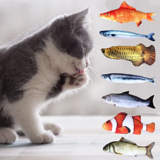 PET LIFE ตุ๊กตาแคทนิป ปลาแคทนิป ของเล่นแมว แคทนิป 20CM ดิ้นไม่ได้ ของเล่นยางกัดแมวที่ไม่ใช่ไฟฟ้า