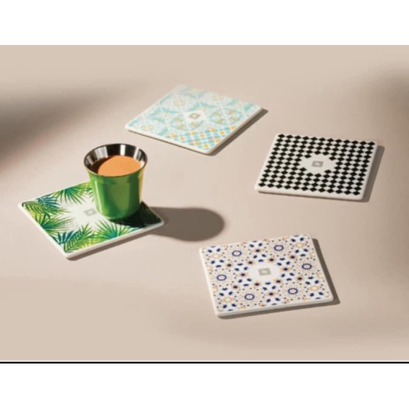 พร้อมส่ง!! จานรองแก้ว Coaster Nespresso ของแท้ จากช๊อป Nespresso ที่รองแก้ว Nespresso ลวดลายเมืองต่า