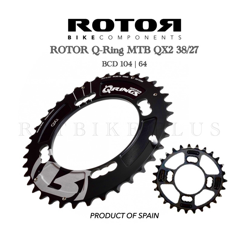 (โค๊ดส่วนลด) ใบจาน MTB Rotor QX2 ขนาด 38/27 BCD104/64 Chainring
