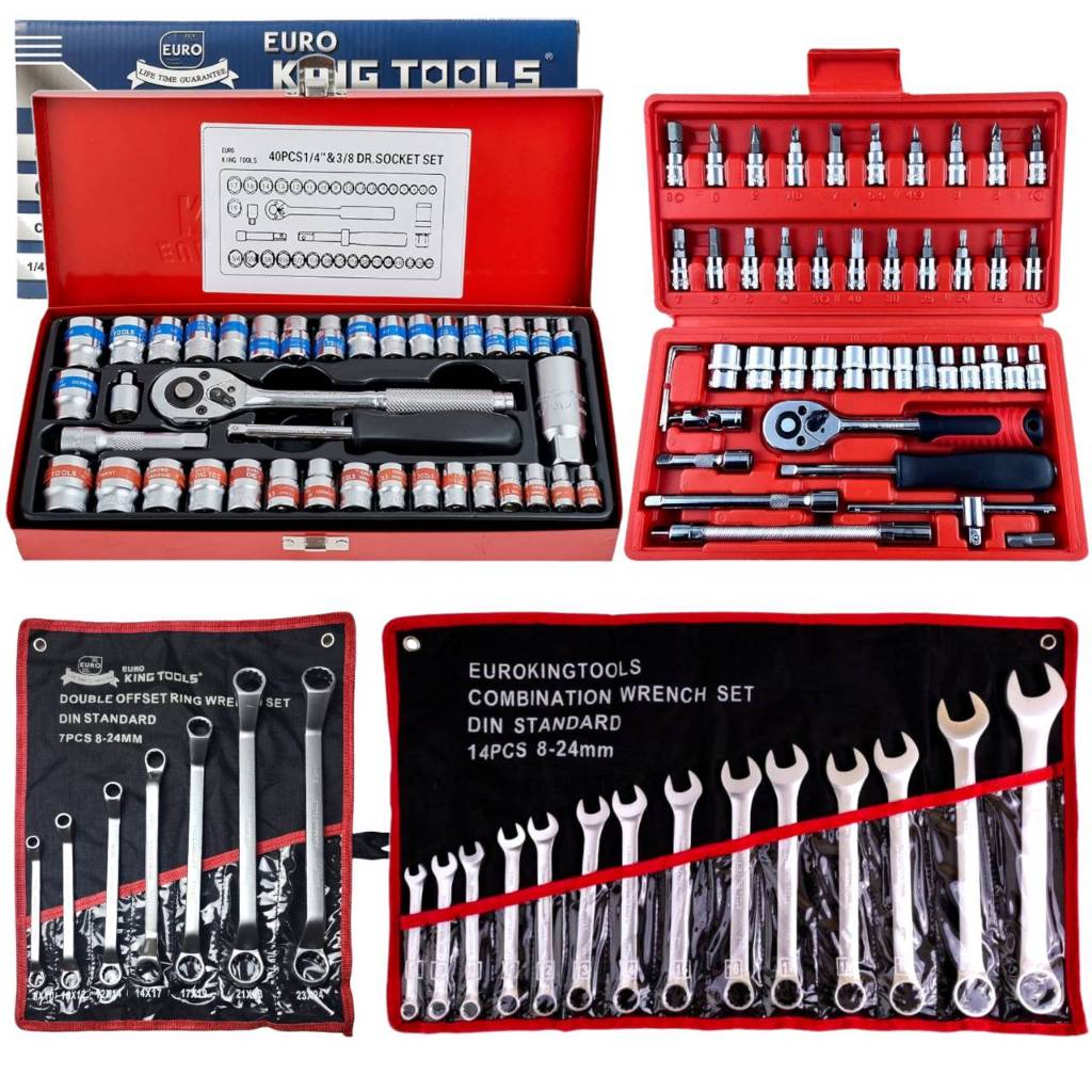 EURO KING TOOLS ชุดบล็อก 40 ชิ้น+ประแจ KING TOOLS +แหวน KING TOOLS +ชุดบล็อก 46ชิ้น ใช้งานหนัก ได้ 4 อย่างมาตรฐาน ISO 90