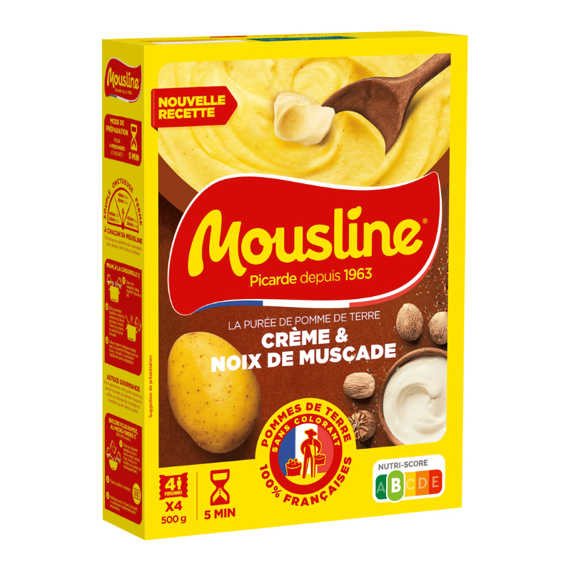 มูสลีน ครีมมันฝรั่งบดและลูกจันทน์เทศ สำเร็จรูป พร้อมปรุง 3 ซอง - Mousline Potato Puree Cream and Nutmeg 3 sachets 195g