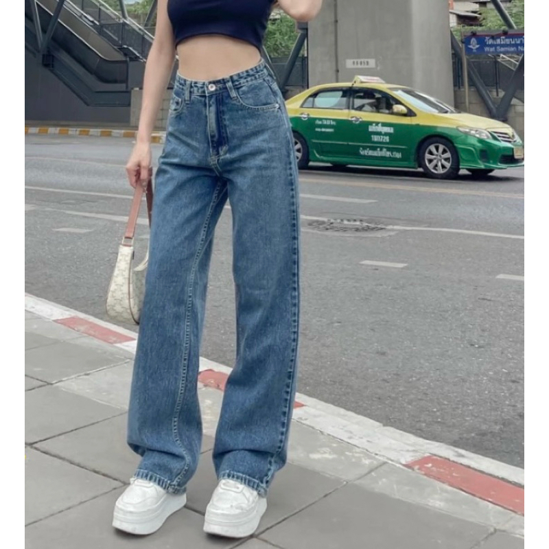 ส่งต่อ กางเกงยีนส์ขากระบอกเอวสูง ป้าย Saran (Size XL)