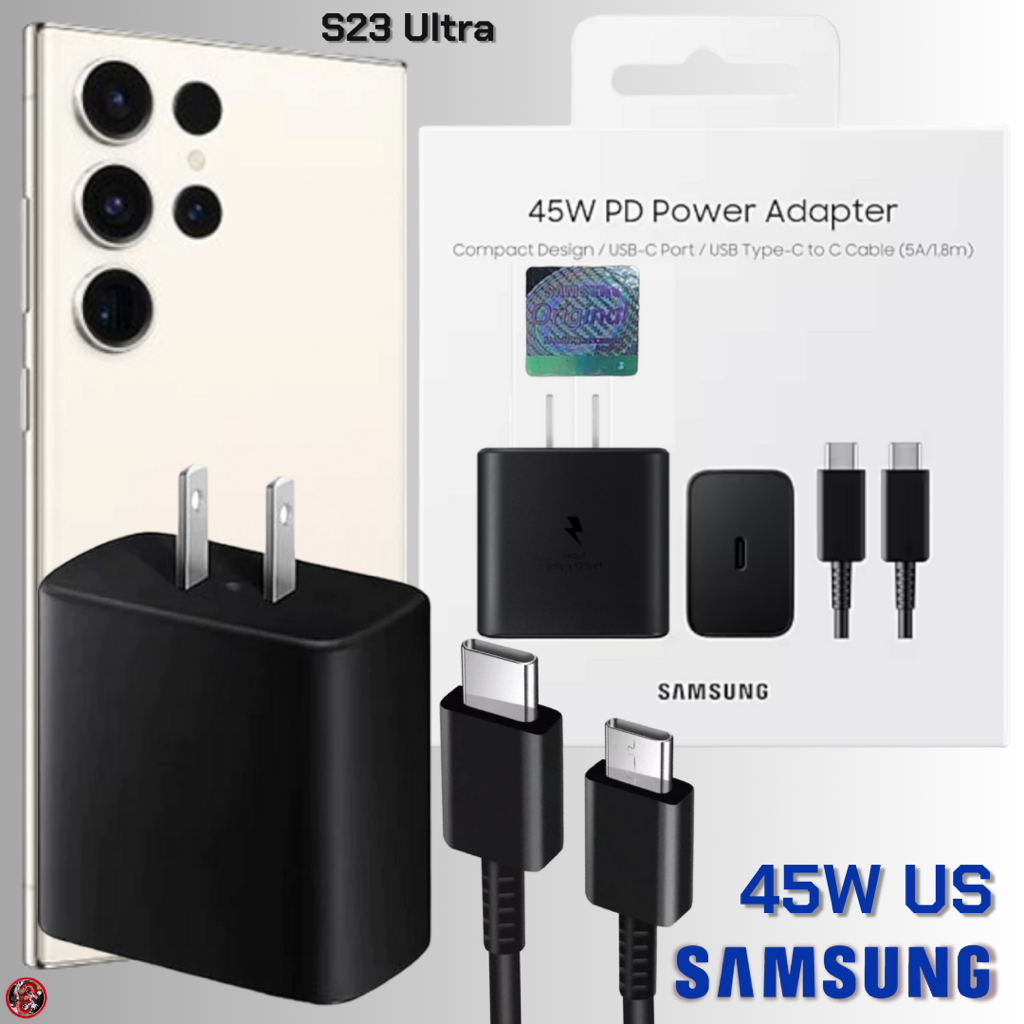 ที่ชาร์จ อะแดปเตอร์ สำหรับ Samsung USB-C 45W US สำหรับ ซัมซุง S23 Ultra สเปคตรงรุ่น หัวและสาย Type-C การชาร์จด่วนแบบพิเศ