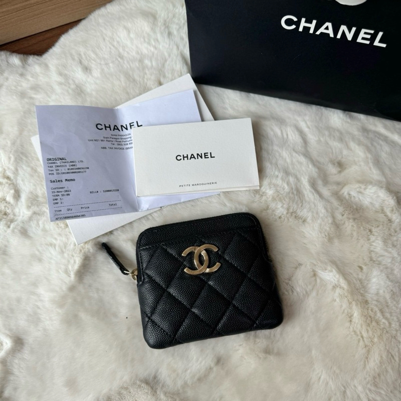 Like new ‼️ Chanel zipped coin purse microchip ปี2022 สีดำ อะไหล่ทอง สภาพสวย รุ่นนี้น่ารักมากใบสั้นน