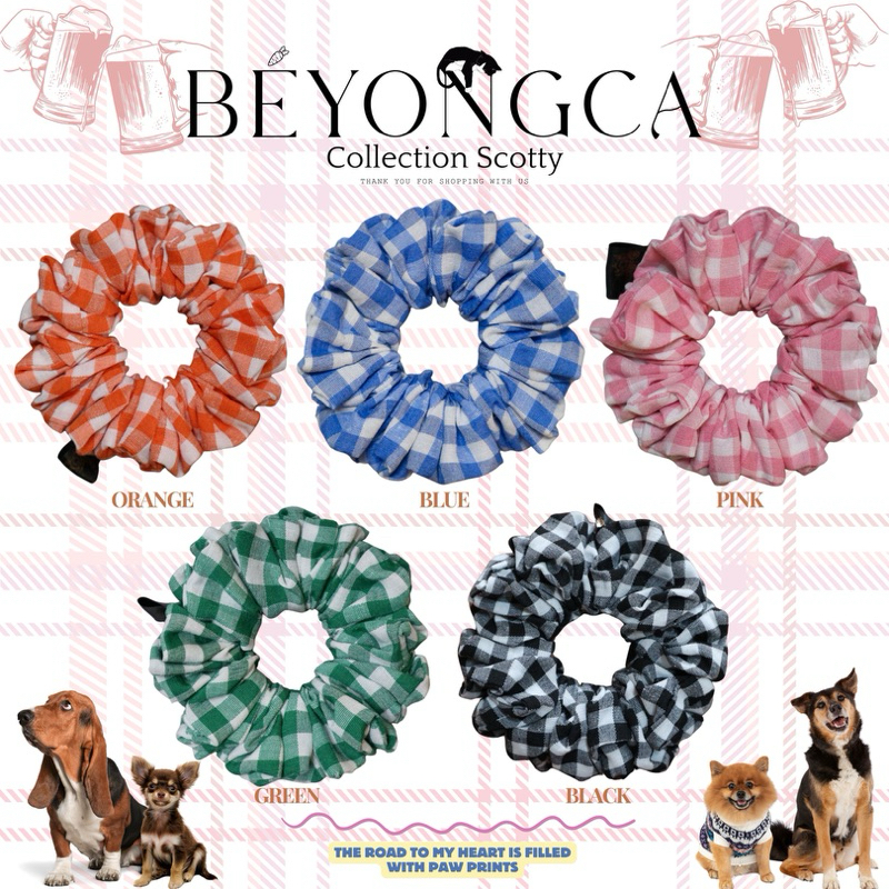 Beyongca Scrunchies รุ่น Scotty ลิขสิทธิ์แท้ มีให้เลือก 5 สี ยางรัดผมโดนัท Rubber band ยางมัดผม หนังยางมัดผม วินเทจ