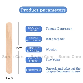 ไม้พายกดลิ้น ขนาดมาตรฐานปลอดเชื้อ ไม้ขัดขอบเรียบ 100 ชิ้น Standard Wooden Tongue