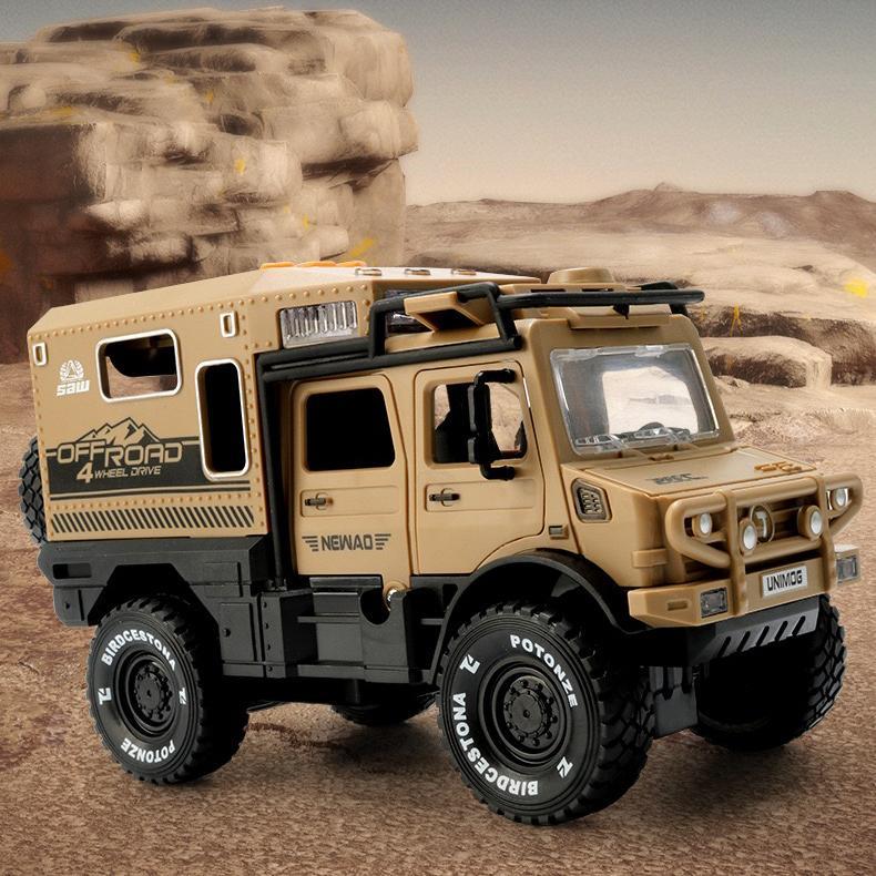 [พร้อมส่ง]โมเดลของเล่นรถ Unimog Motorhome รถบรรทุก ยานพาหนะ มีเสียง มีไฟ ของเล่นสําหรับเด็ก  ดีไซน์สวยงามม