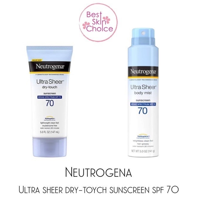 กันแดด /Neutrogena Ultra Sheer Dry-Touch Sunscreen SPF 70+ 147ml /NEUTROGENA Ultra Sheer Body Mist sunscreen SPF 70 141g