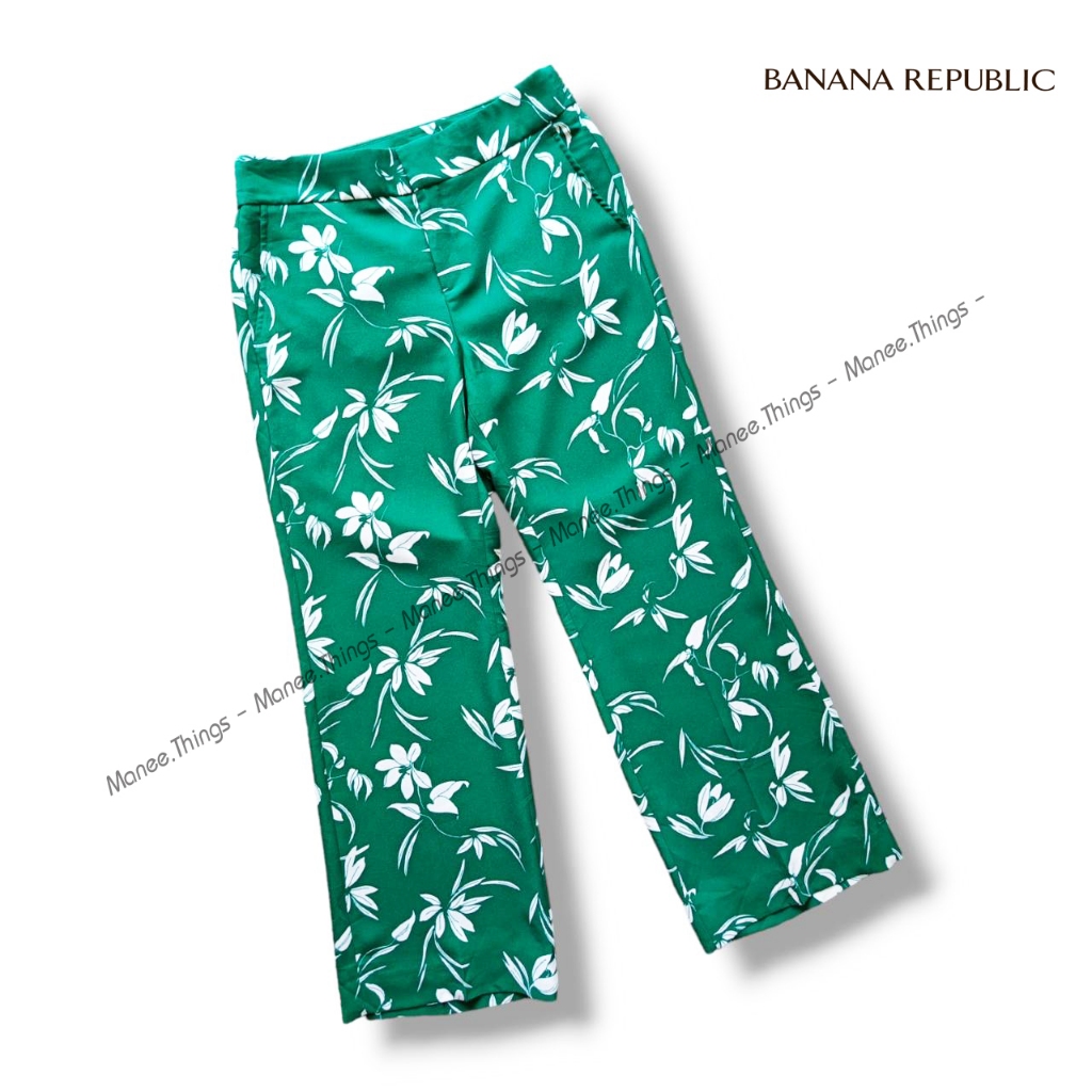 🍌Banana Republic🍌 [P42] กางเกงลายพิมพ์สีเขียว BANANA REPUBLIC size 6 (มือสอง)