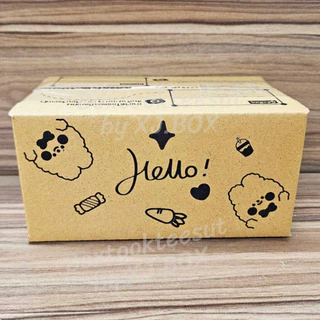 พร้อมส่ง แพ็ค 20 ใบ กล่องพัสดุเบอร์ 00 พิมพ์ลายหมี Hello กล่องไปรษณีย์ ฝาชน ราคาโรงงาน กล่องถูกที่สุด