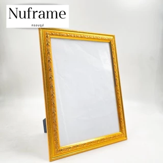 กรอบรูปขนาด4x6 5x7 6x8 A5 8x10 A4 7x9 8x12 10x12 กรอบรูปสีทองลายมังกร มีขาตั้งตัวแขวนพร้อมกระจกหน้า