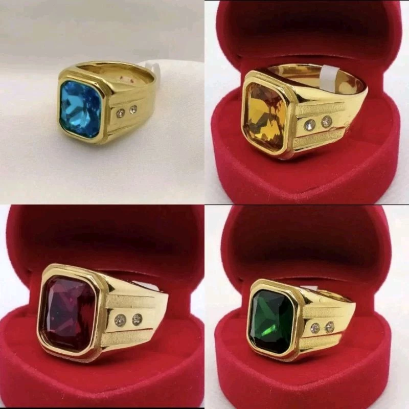 แหวนสแตนเลสยิงเลเซอร์แท้100% ตี18k มืพลอยใหเลือก 4 สี