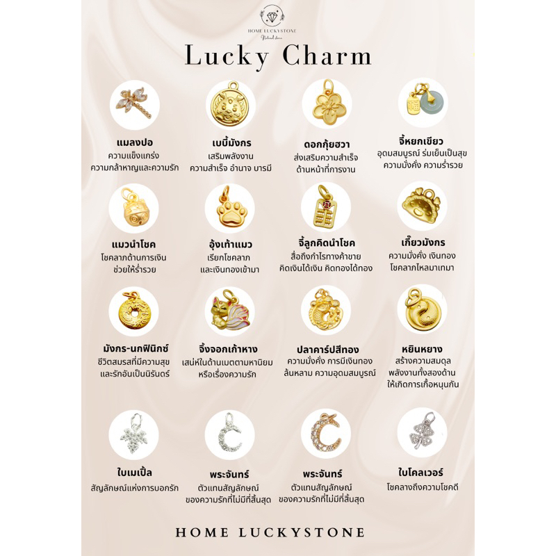 ชาร์มมงคลตกแต่งกำไลหิน Lucky Charm